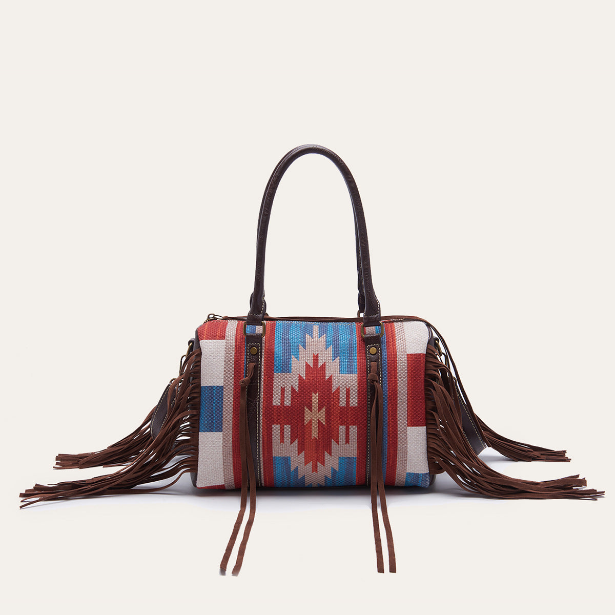 Wholesale Cotton Linen Aztec Pattern Hand Woven Tassel Handheld Messenger Bag