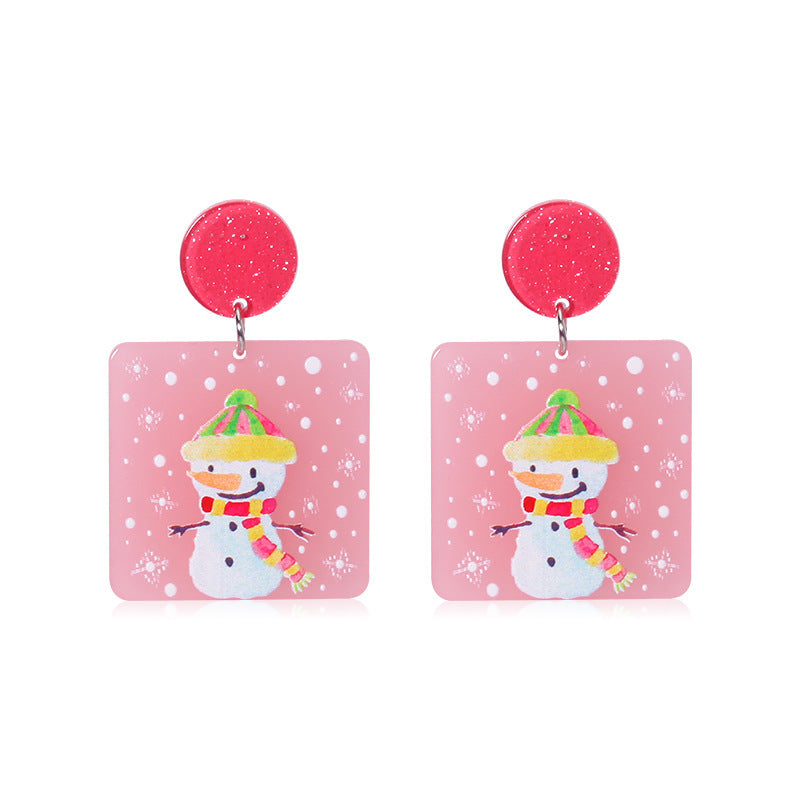 Wholesale Acrylic Christmas Earrings Festive Snowflake Snowman Wreath Design Trendy Jewelry Accessory Gift