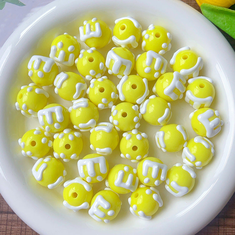 Wholesale 10pcs/pack Cream acrylic through-hole loose beads