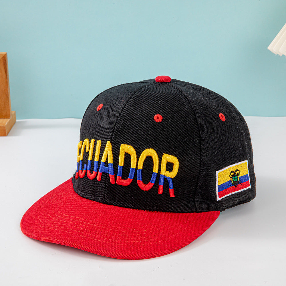 Wholesale Multi country flag hat color blocked flat brimmed baseball cap