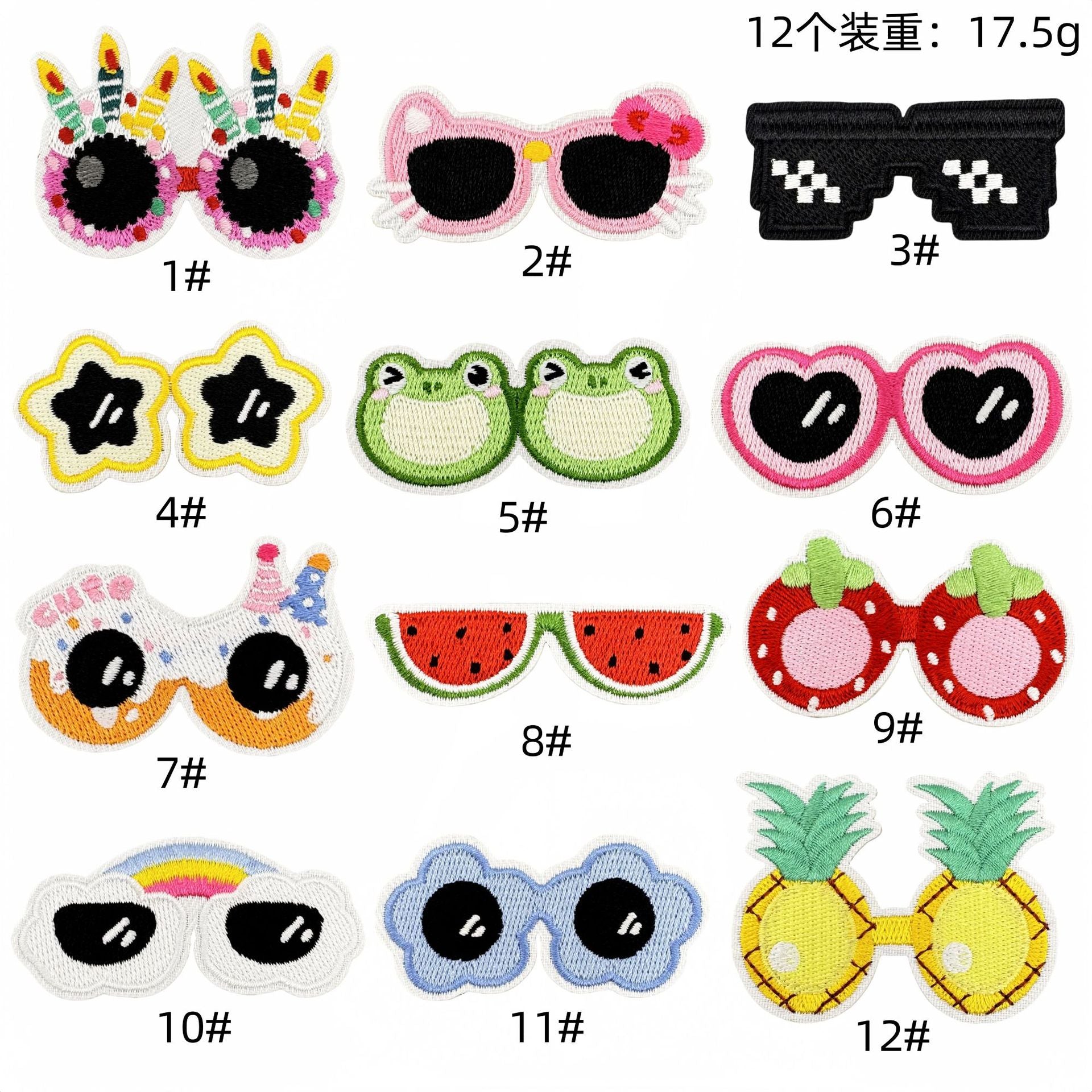 Wholesale Stylish Embroidered Patch Funny Sunglasses Watermelon Design Iron On For Bags Hats Clothing DIY Craft Supply