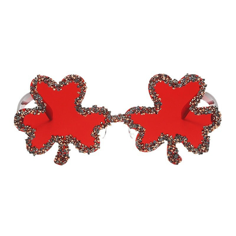 Wholesale Diamond Clover One-Piece Frameless Colorful Candy Colored Glasses