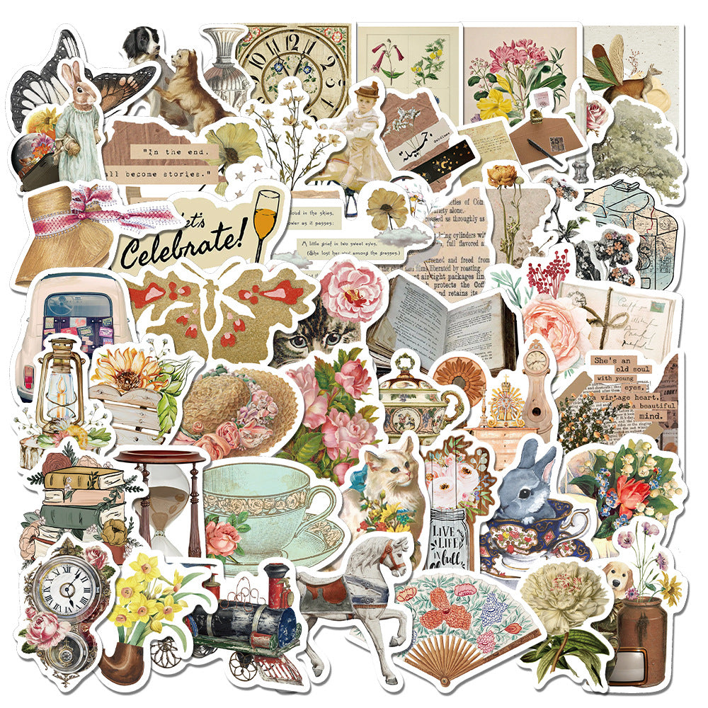 Wholesale 50pcs vintage multiple artistic patterns Waterproof Vinyl Stickers