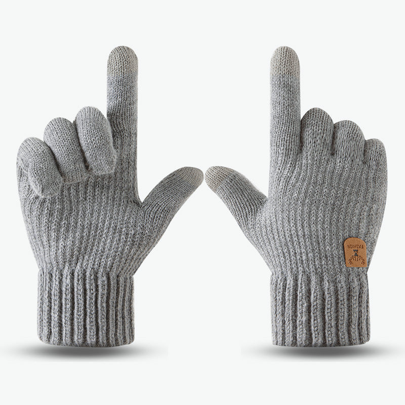 Wholesale Winter Velvet Thickened Knitted Wool Touch Screen Gloves