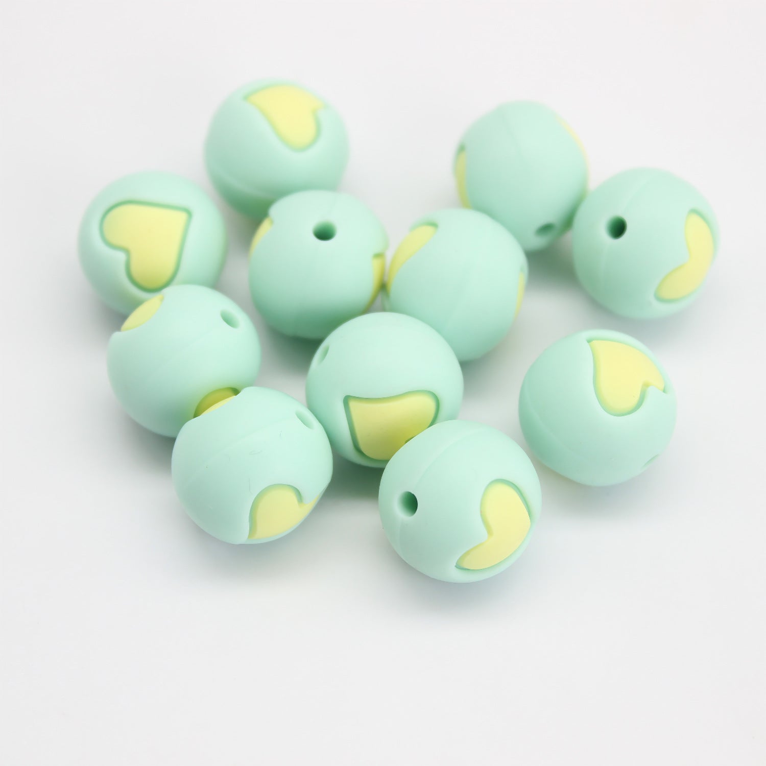 Wholesale 20pcs Love Silicone Beads 15mm DIY Colored Teething Round Beads