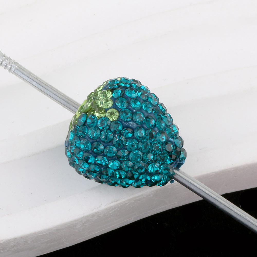 Wholesale 5pcs Colorful Strawberry Ball Diamond Ball Can Thread Straight Holes DIY Beads