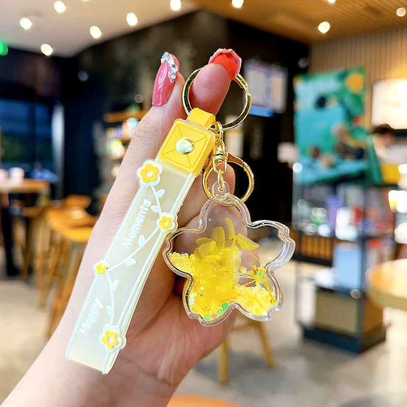 Wholesale Transparent Acrylic Quicksand Bear Cup Keychain