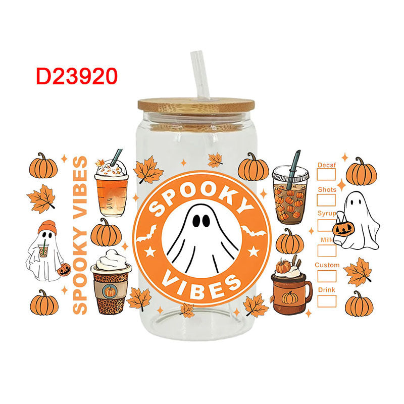 Wholesale Bat Ghost Halloween 16oz Cup UV DTF Wraps