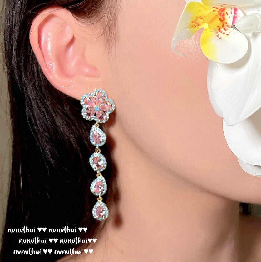 Wholesale Wholesale 18K gold plated heart bow gemstone earrings