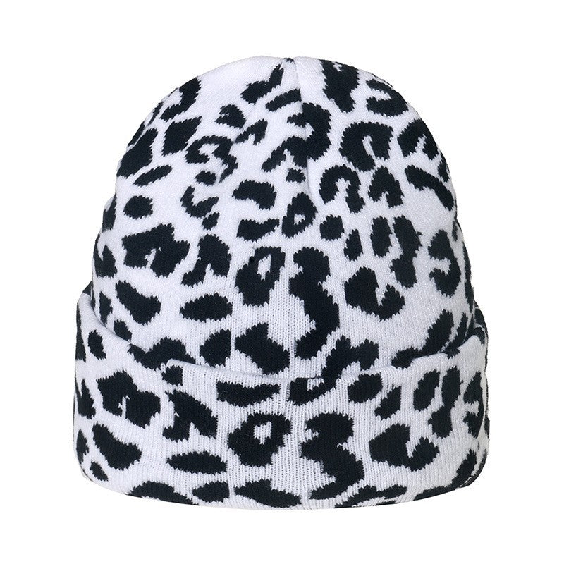 Wholesale Cute Leopard Print Cow Knitted Beanie