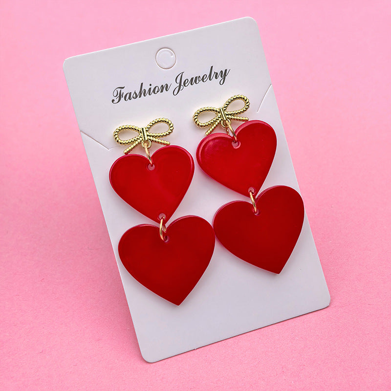 Wholesale Red Love Series Butterfly Knot Valentine' s Day Acrylic Earrings