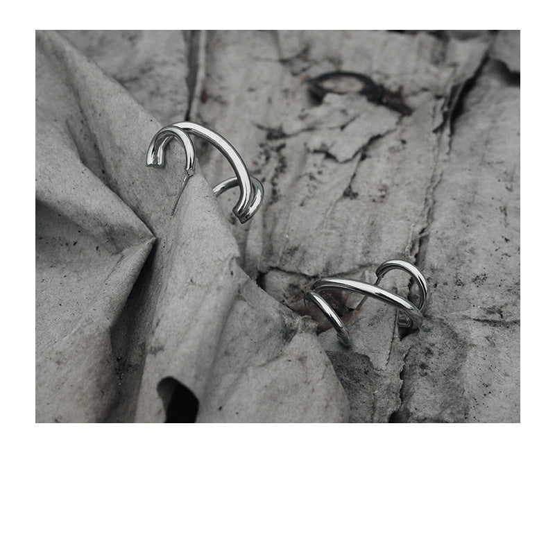Wholesale Personality Temperament Dislocation Cross Line Earrings