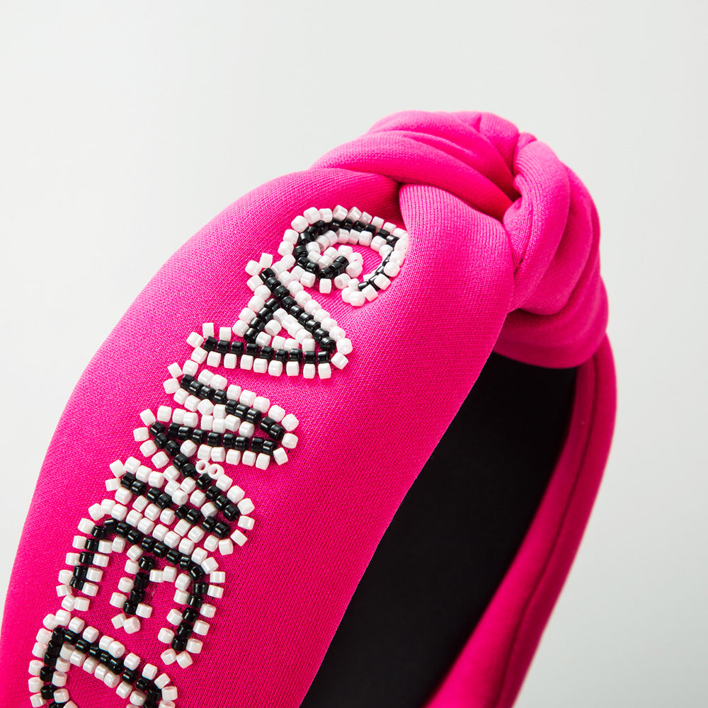 Wholesale Wide-brimmed Fabric Letter Rice Bead Headband