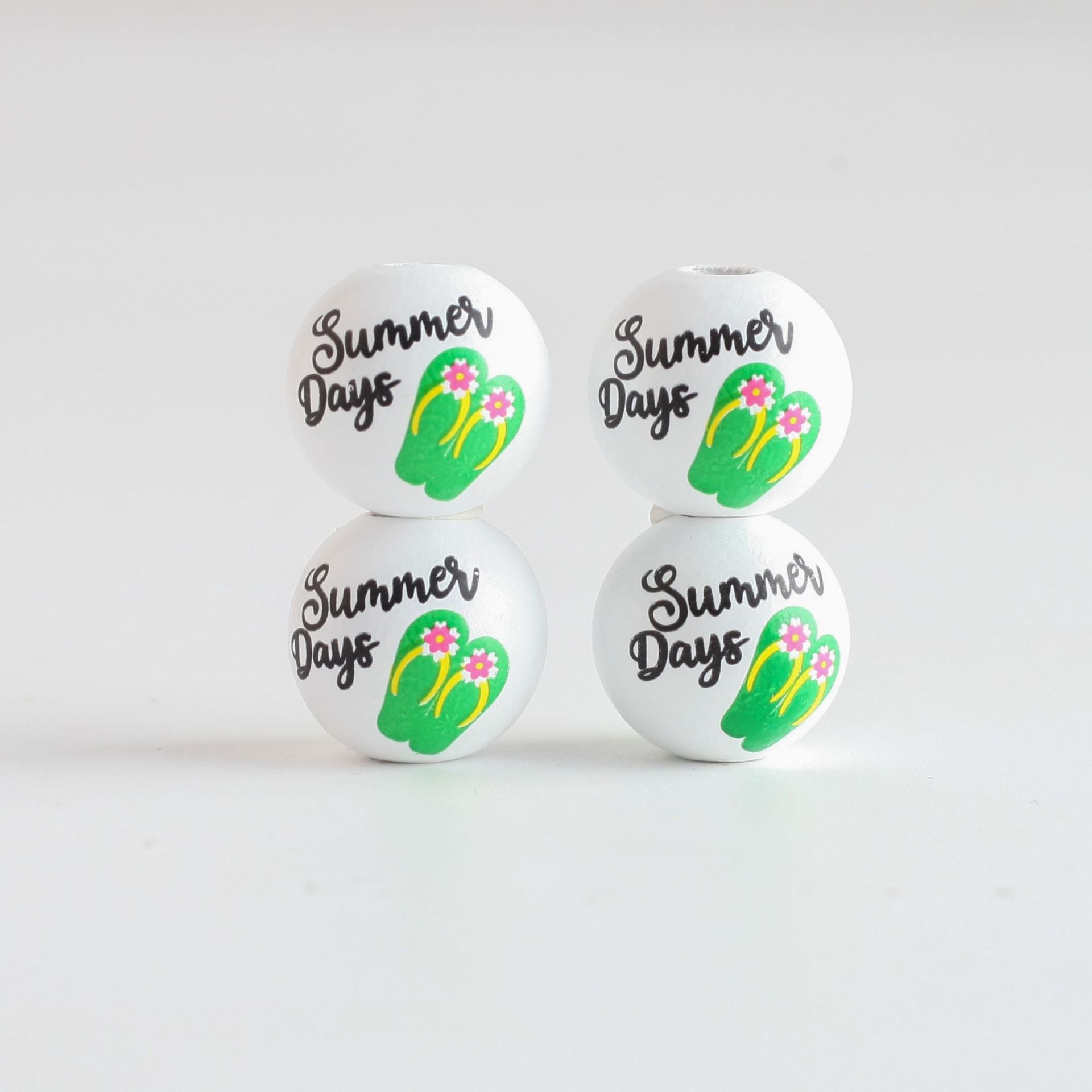 Wholesale 10PCS 4MM Summer Printed DIY Wooden Beads