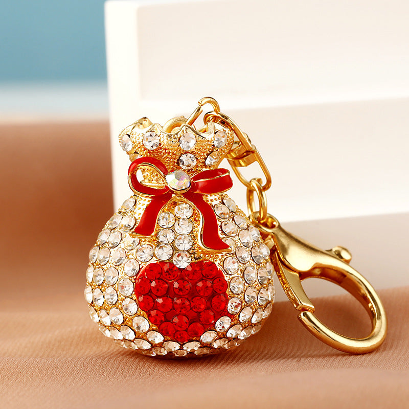 Wholesale Metal Pearl Heart Lucky Bag Keychain Cute Car Key Accessory Bag Charm For Women Gift