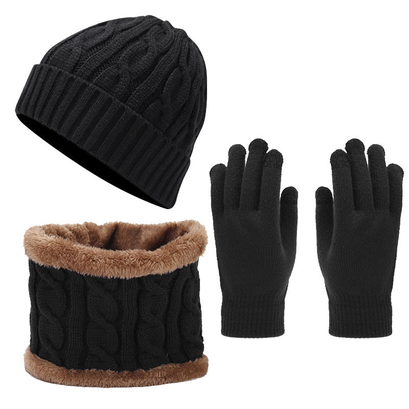 Wholesale Winter Retro Thickened Warm Hat Scarf and Gloves Set