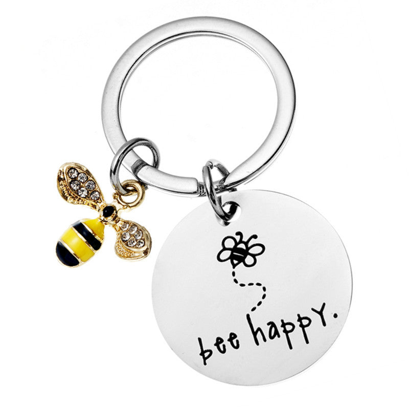 Wholesale Stainless Steel Cartoon Little Bee Creative Cute Keychain