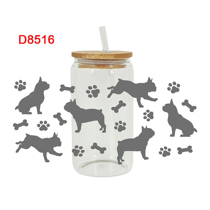 Wholesale Cat and dog paw print bones  16oz Cup UV DTF Wraps