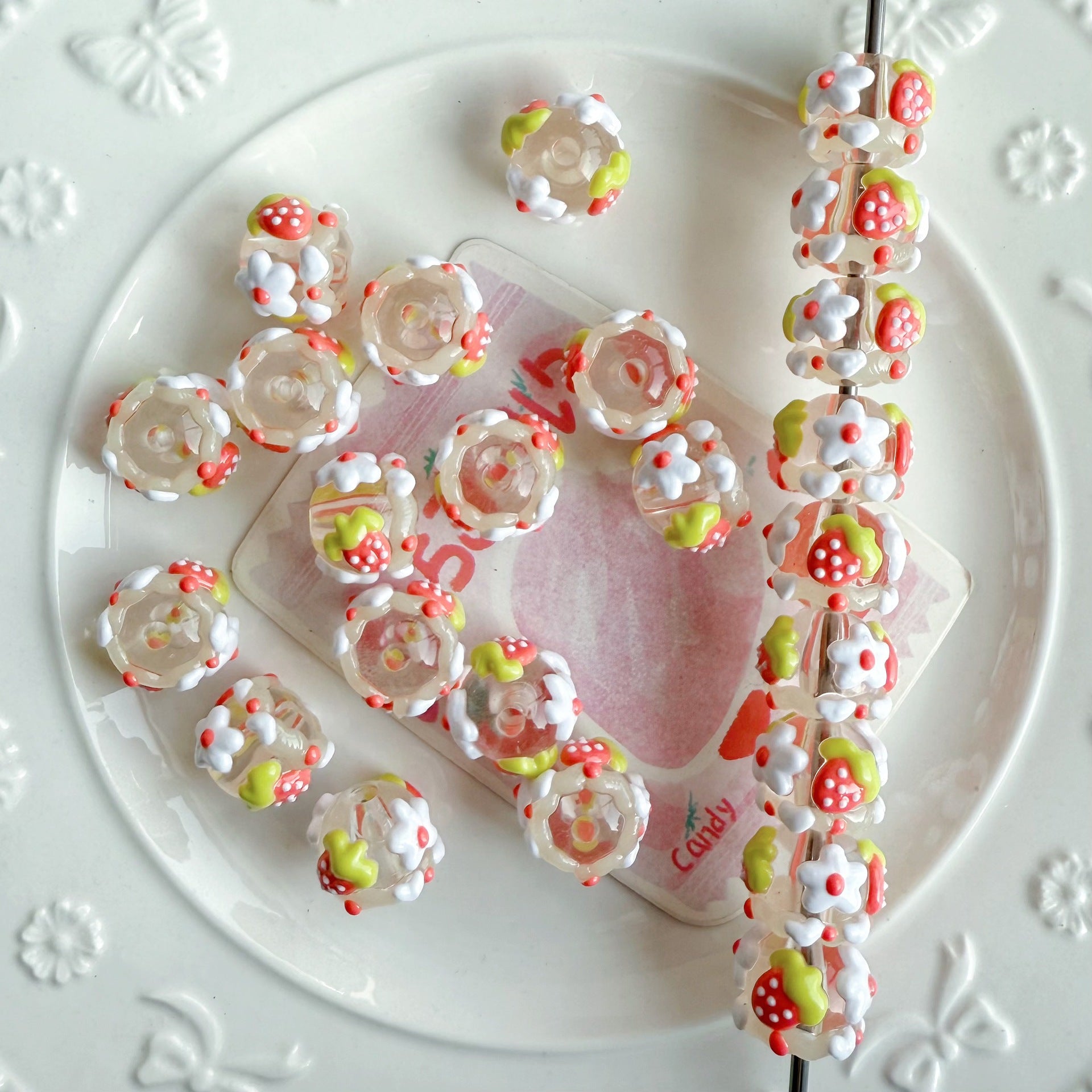 Wholesale 2pcs acrylic luminous hand-painted beads diy necklace bracelet beads