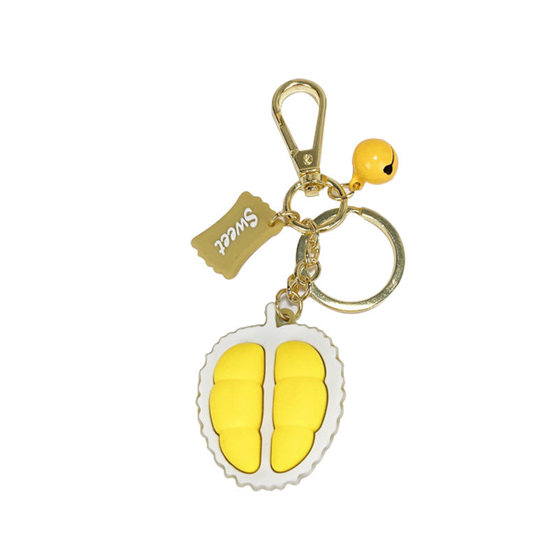 Fruta al por mayor durian mandarina aguacate pvc keychains