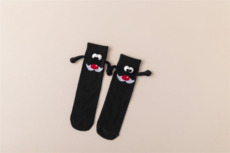 Wholesale Christmas couple warm magnetic mid-length socks