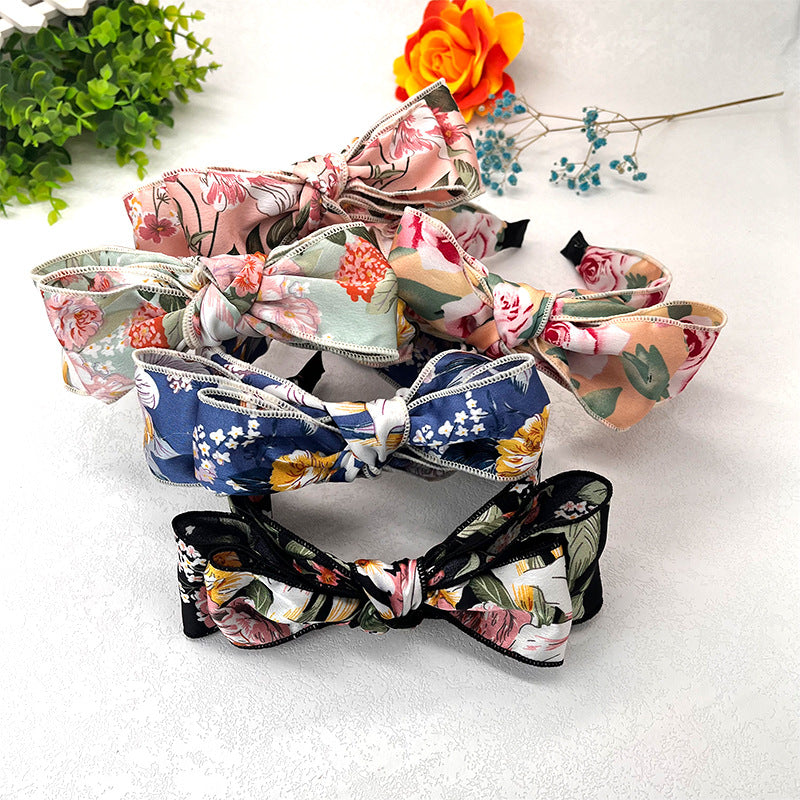 Wholesale Bow Large Flower Polyester Fabric Headband