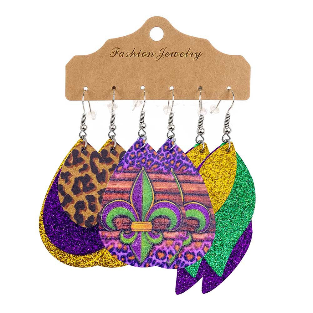 Pendientes al por mayor de cuero festivo de múltiples capas