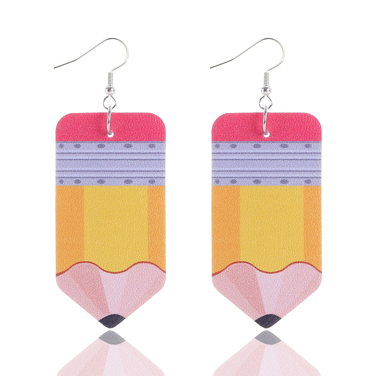 Wholesale Teacher's Day Apple Pencil Water Drop Leather Earrings