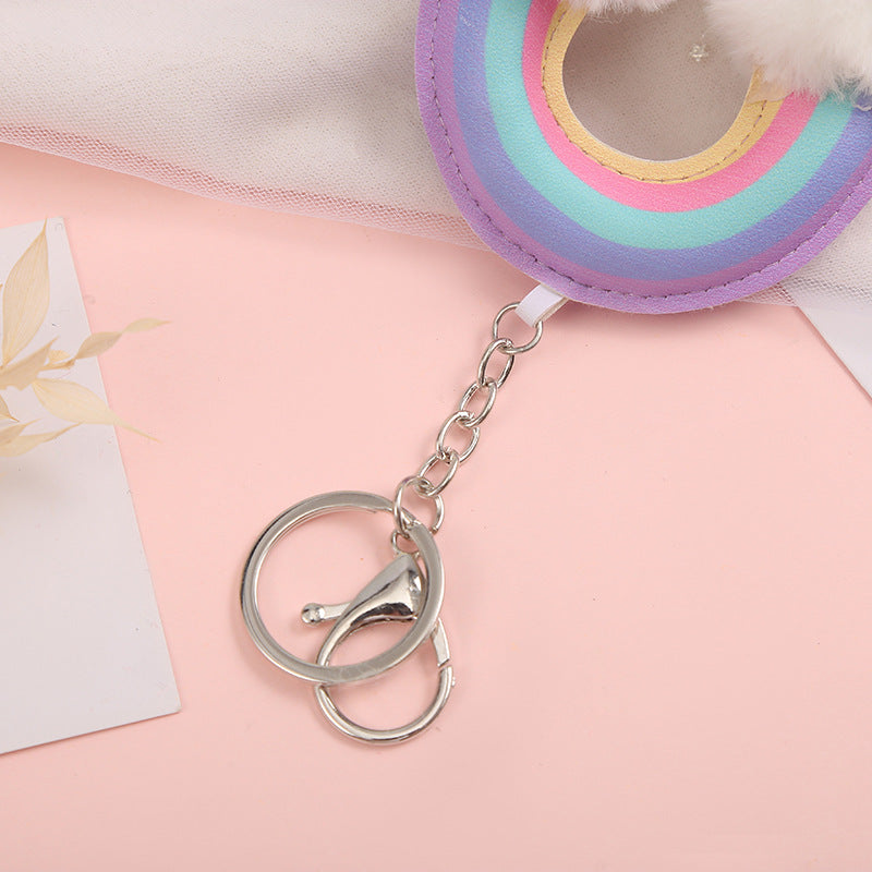 Wholesale Rainbow PU Plush Keychain
