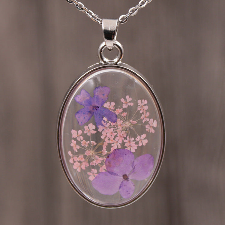 Wholesale 6pcs Creative Handmade Natural Dried Flower Pendant Necklace
