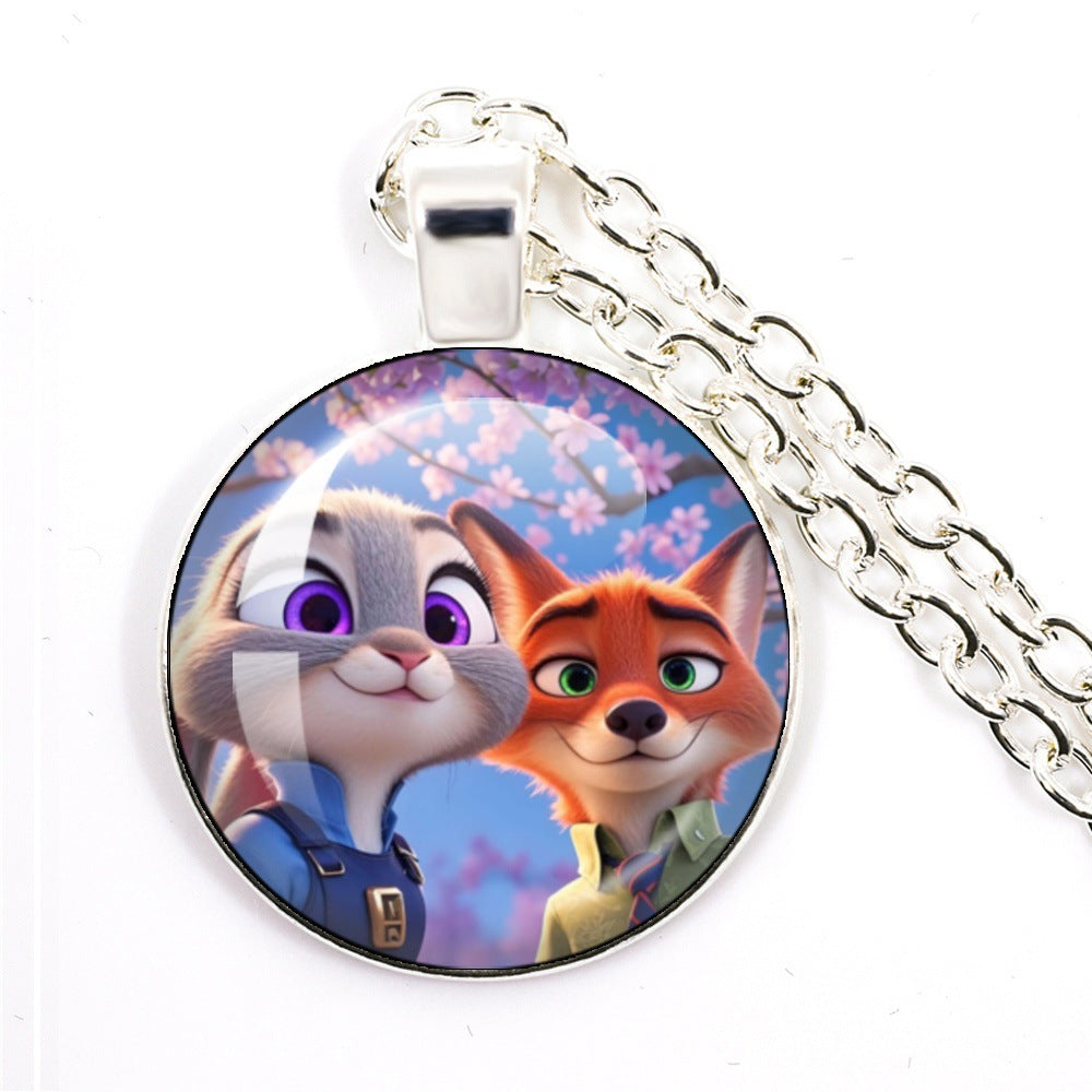 Wholesale Cartoon Cute Animal Time Gem Round Necklace  OLY Exclusive