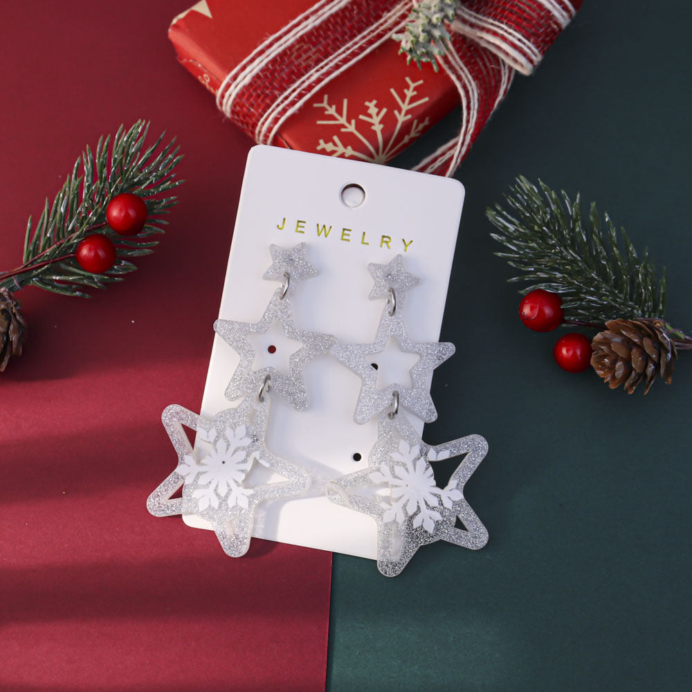 Wholesale Colorful Stars Christmas Acrylic Earrings