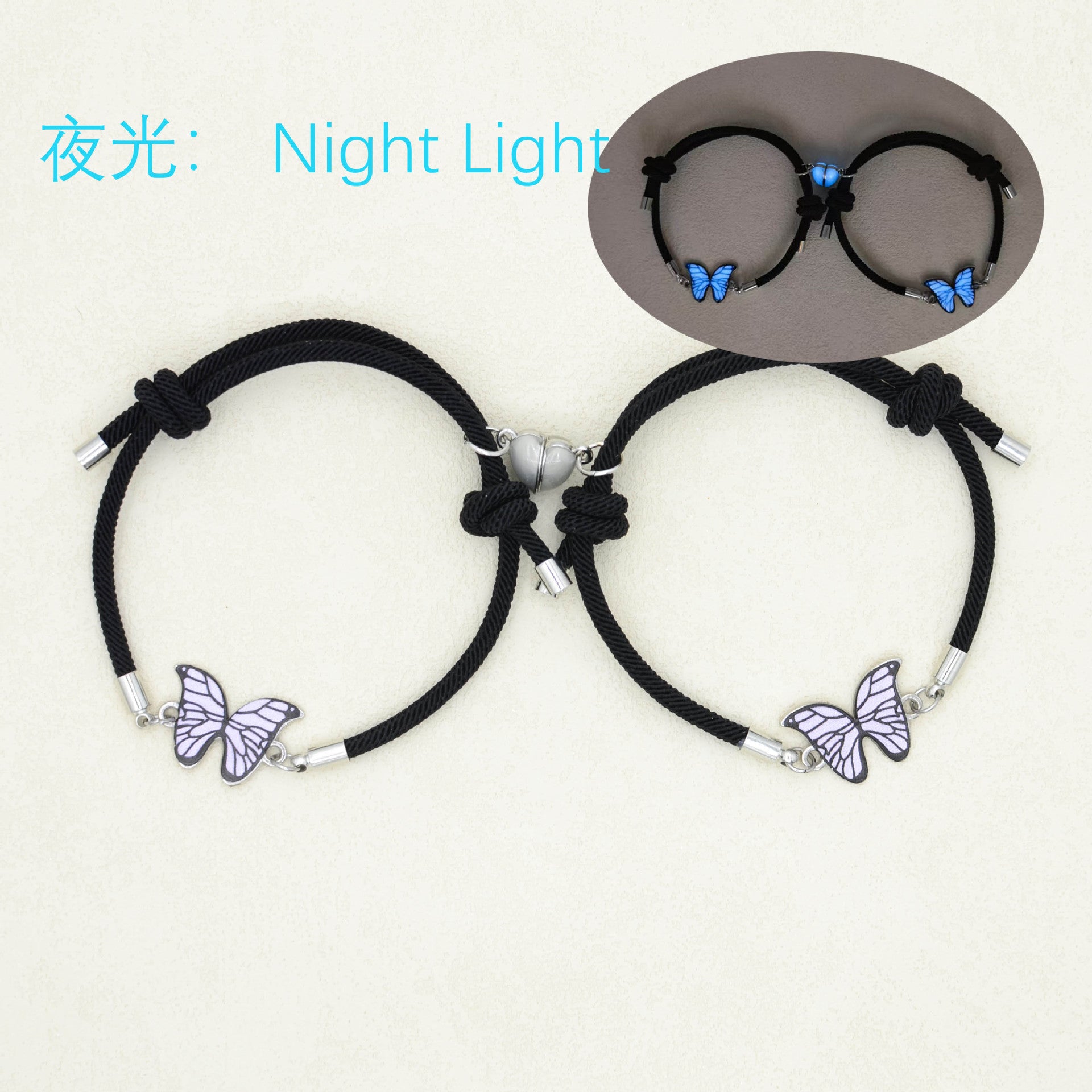 Wholesale Couple Bracelet Luminous Butterfly Alloy Love Magnetic