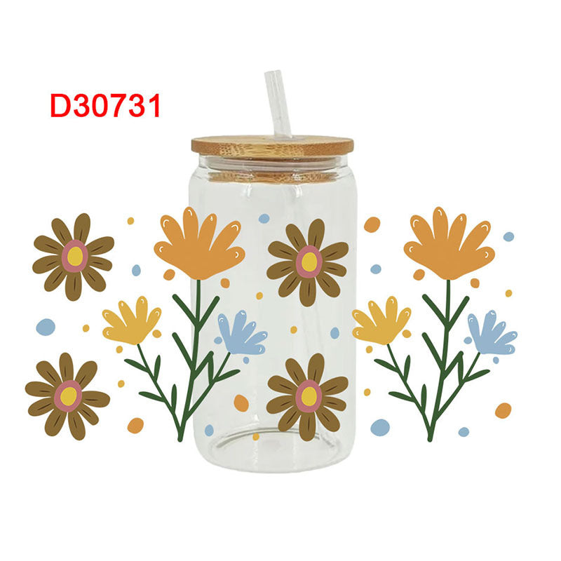 Wholesale Colorful Flowers Teacher's Day 16oz Cup UV DTF Wraps