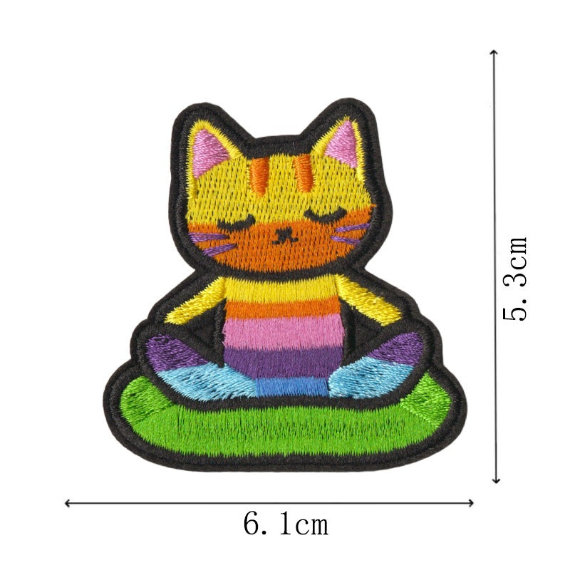 Wholesale Cute Cartoon Cat Embroidery Patches Iron On DIY Sewing Set Of 9 For Clothing Trendy Craft