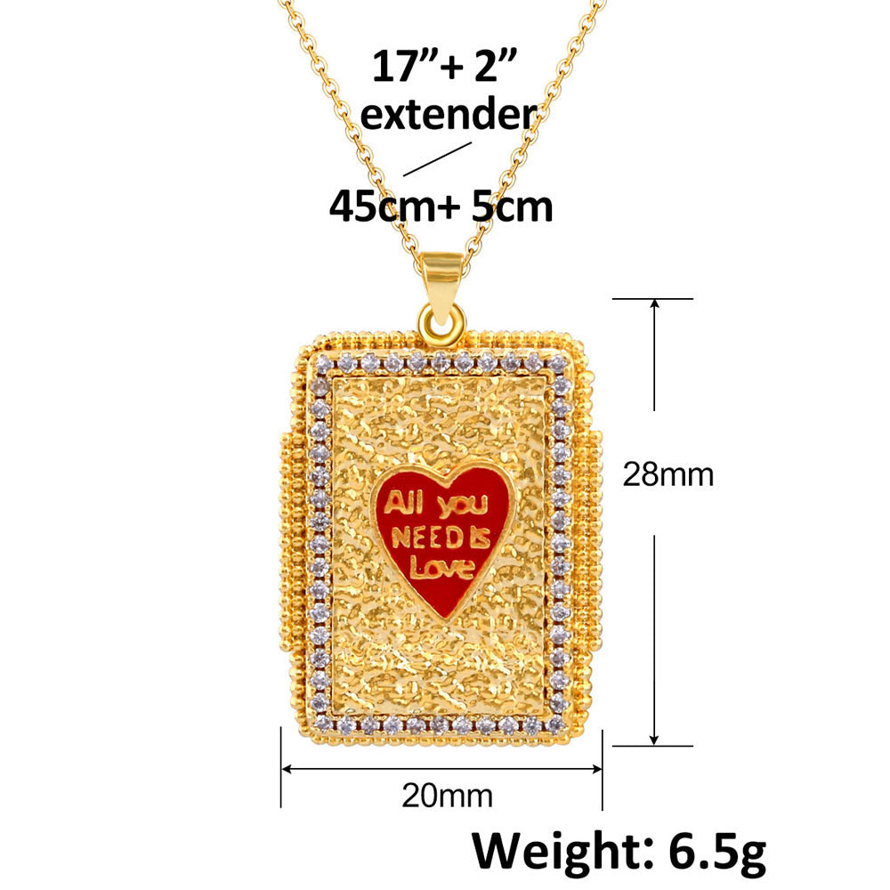 Wholesale Bohemian Heart Tarot Pendant Necklace Gold Plated Copper Fashion Jewelry Accessory For Party Gift