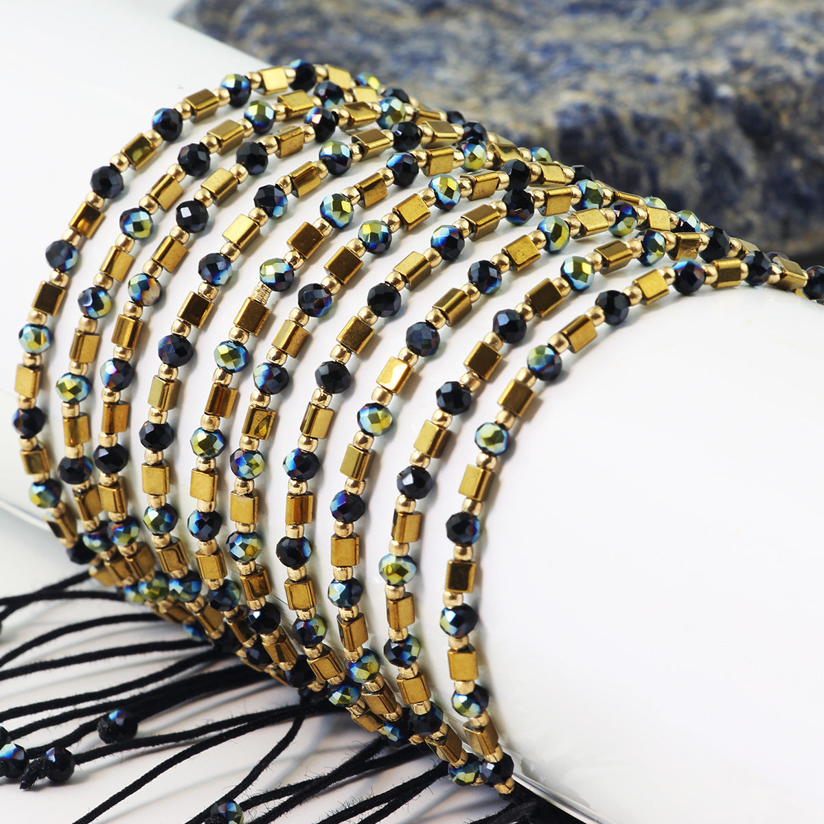 Wholesale Hand-woven simple geometric crystal beaded bracelet