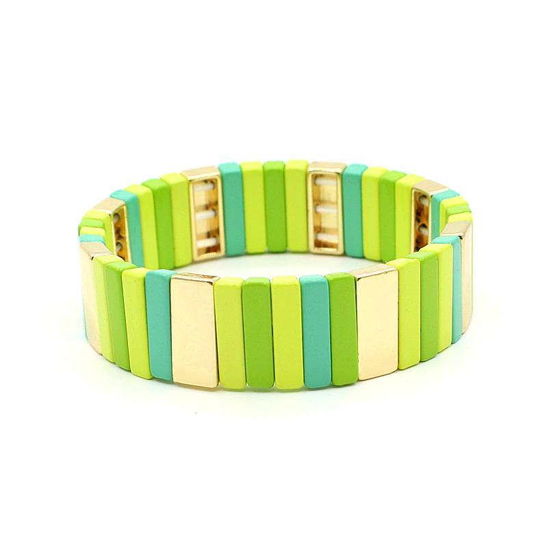 Pulseras de arco iris rectangulares geométricas de aleación de aleación al por mayor
