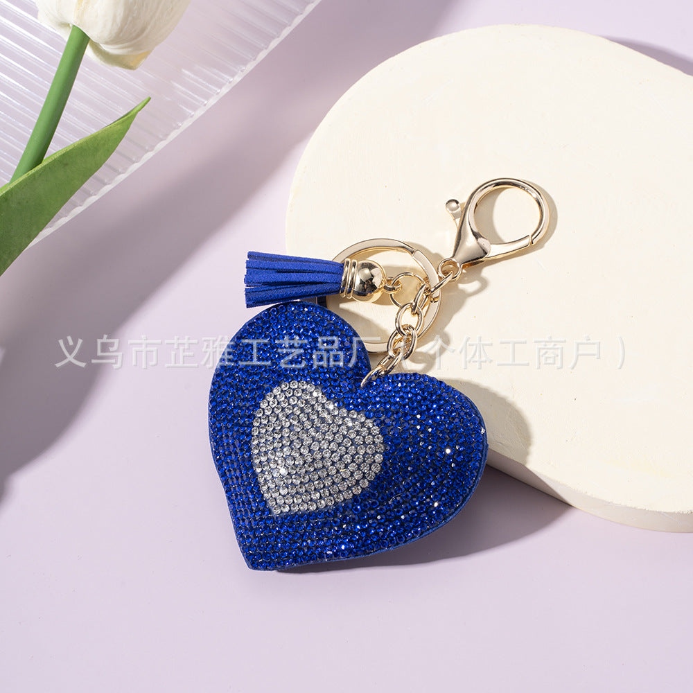 Wholesale Diamond-studded two-color heart-shaped creative keychain accessory