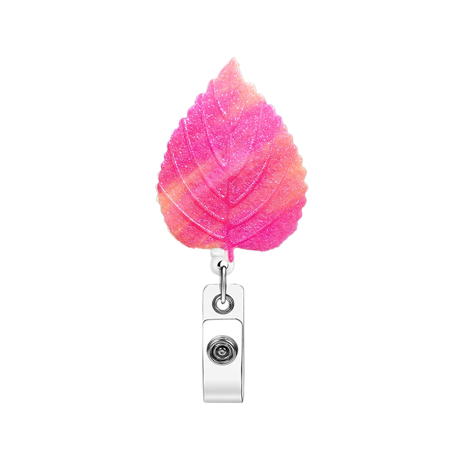 Wholesale Maple Leaf Tree Gradient Glitter Retractable Badge