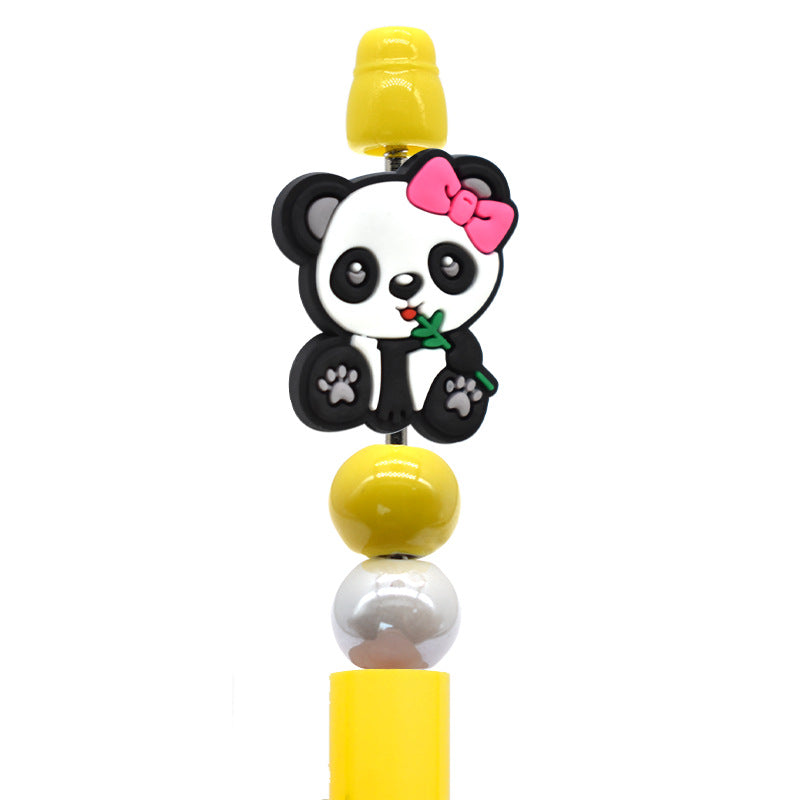 Wholesale Random100pcs/pack DIY Cute Cartoon Panda Beaded Pen Pvc Soft Glue Focus Beads
