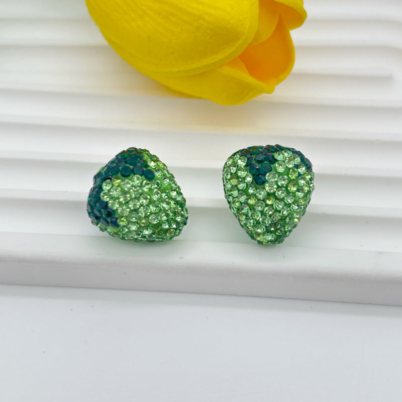 Wholesale 20pcs Strawberry clay filled with diamond beads