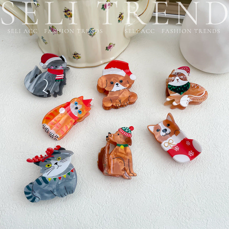 Wholesale Christmas Series Animal Cute Dog Cat Scratching Clip