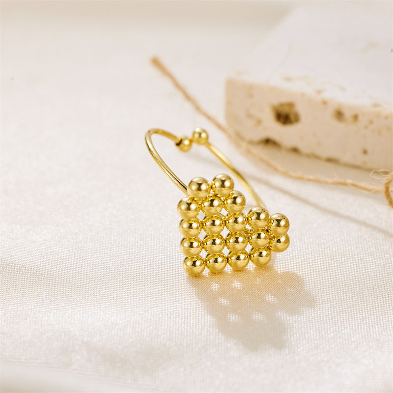 Wholesale 18K Gold Stainless Steel Round Bead Heart Opening Ring