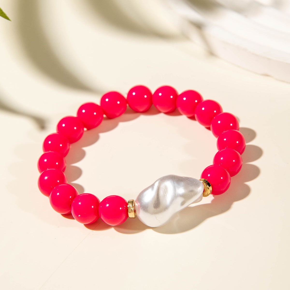 Wholesale fresh dopamine shaped imitation pearl color summer bracelet