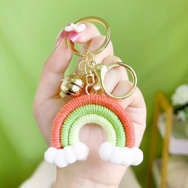 Wholesale Handmade Cotton Thread Woven Rainbow Keychain