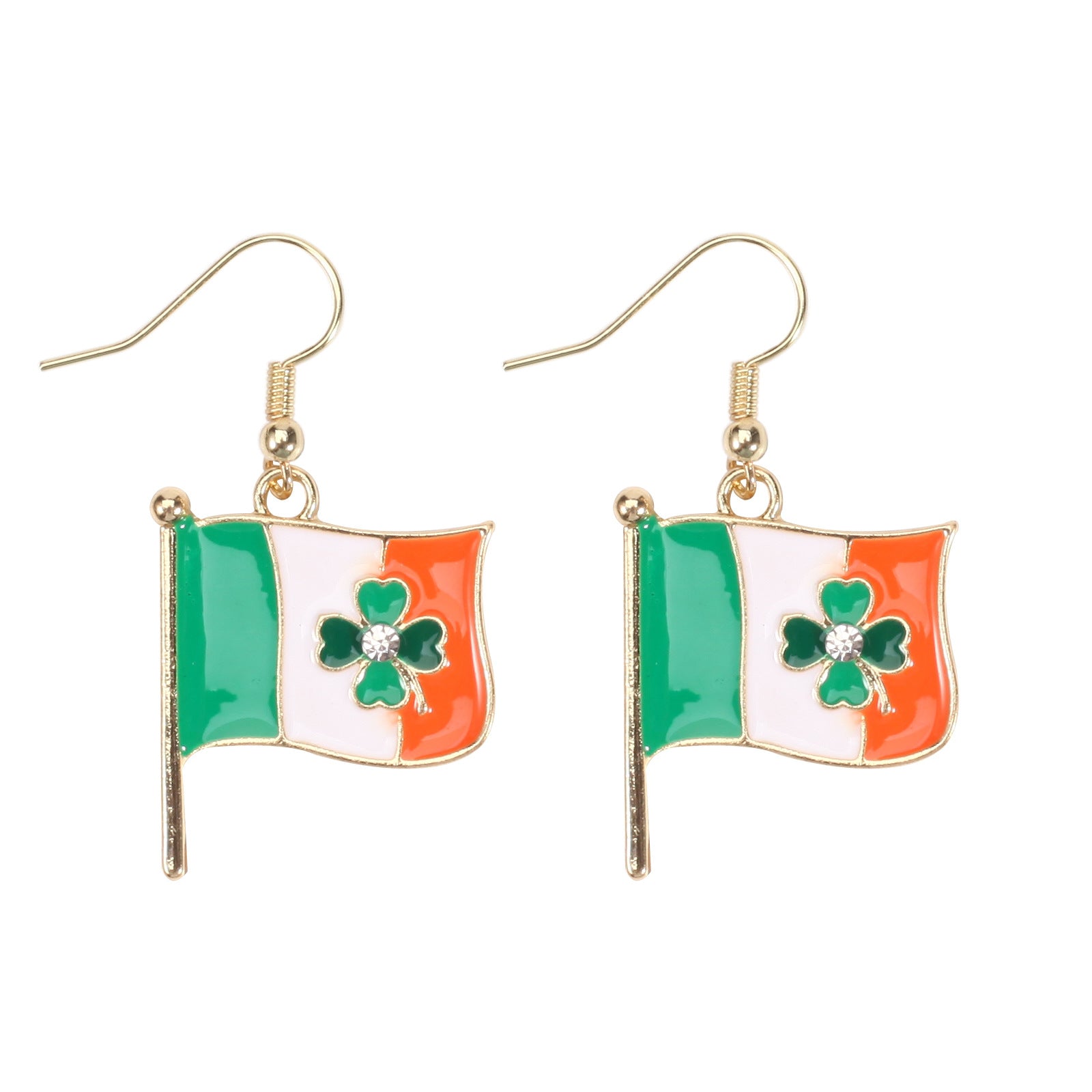 Wholesale St.  Patrick' s Day Clover Hat Flag Wine Glass Earrings