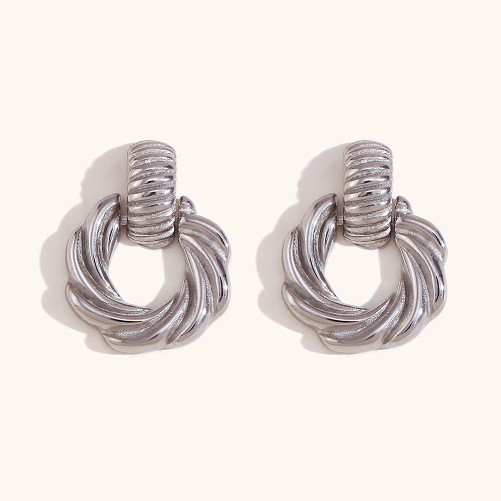 Wholesale Ring Pattern Stainless Steel 18K Gold Plated Earrings