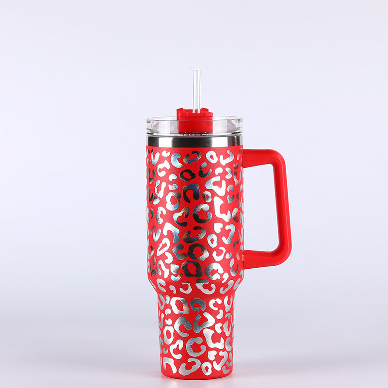 Wholesale Tumbler Ice Bullies Cup  Leopard Print Thermos Cup Straw Cup 40OZ Car Cup Ice Cup