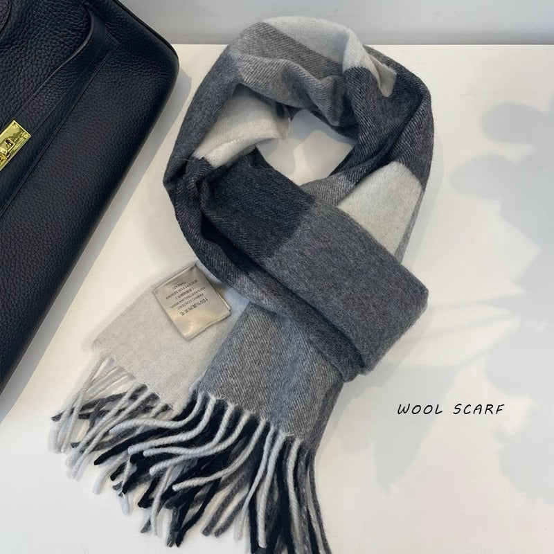 Wholesale Winter Warm Pure Wool Plaid Scarf